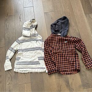 Munster Kids and Volcom Cream Striped and Orange Plaid Hoodies